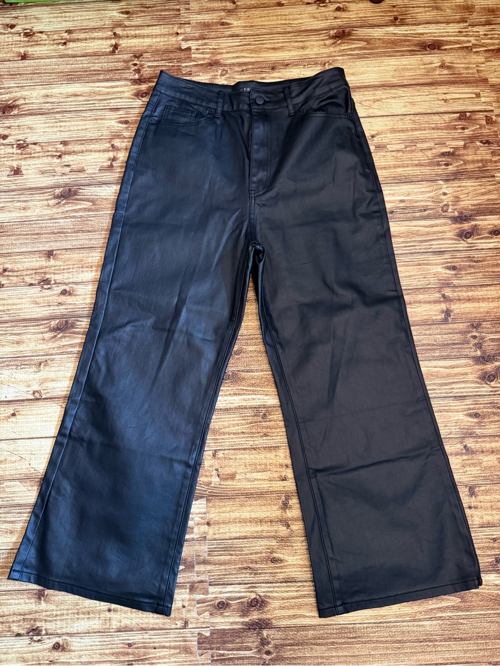 VENUS Black Faux Leather Jeans